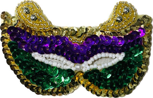 MARDI GRAS - Green/purple/Gold - Iron on Applique/Embroidered Patch