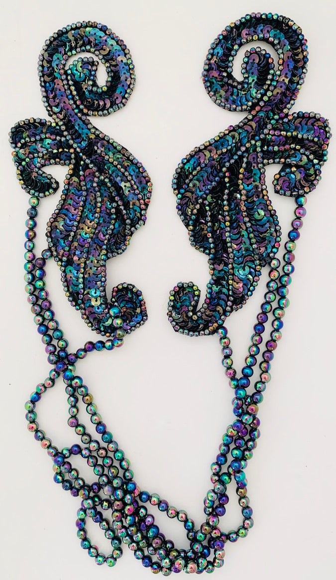 Epaulet - Moonlight Sequins - Moonlight Beads 16”x 14”
