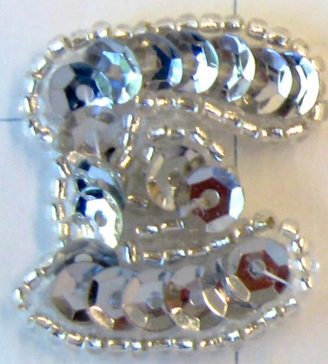 1" Silver Sequin Letters with Beads CHOICE OF LETTER!