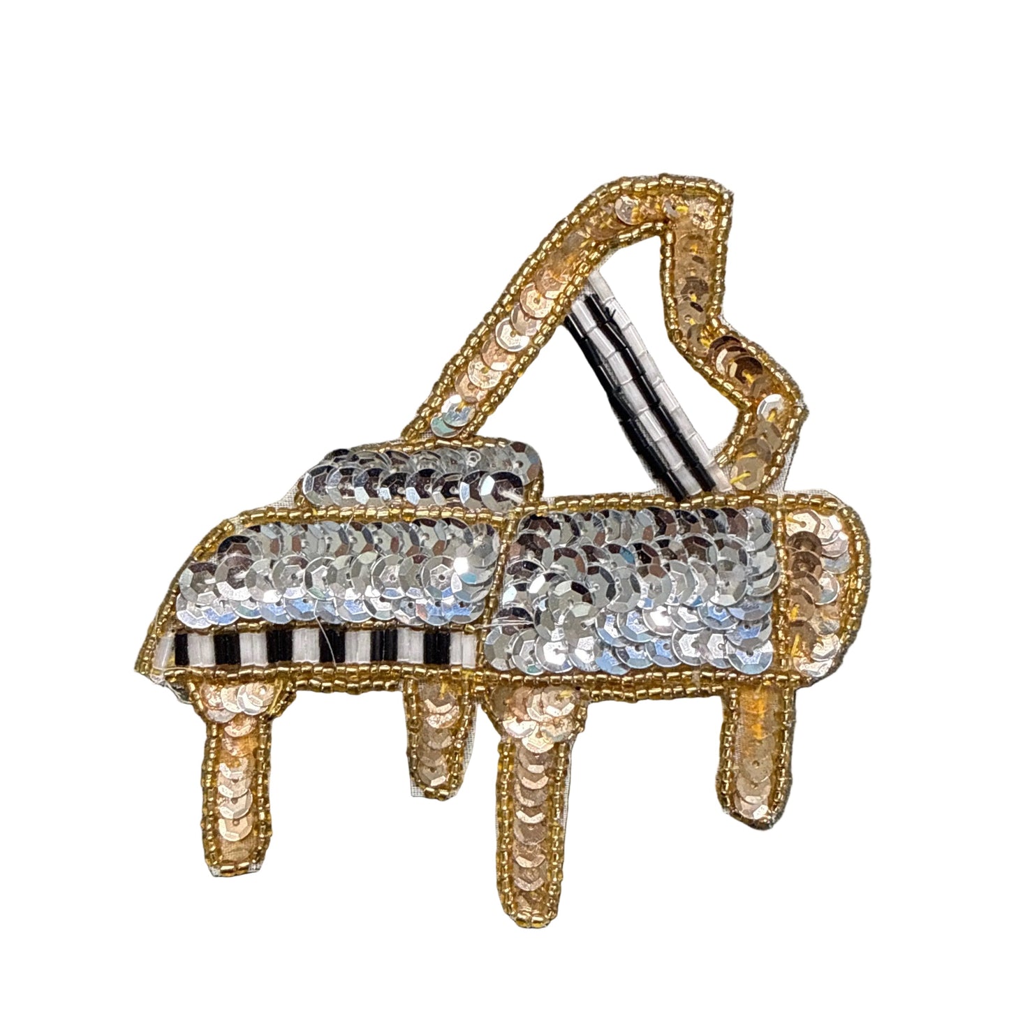 Grand Piano - Choice of Dark Gold/Silver Sequins or Light Gold/ Silver - Glass Beads 4.5" x 4.25"