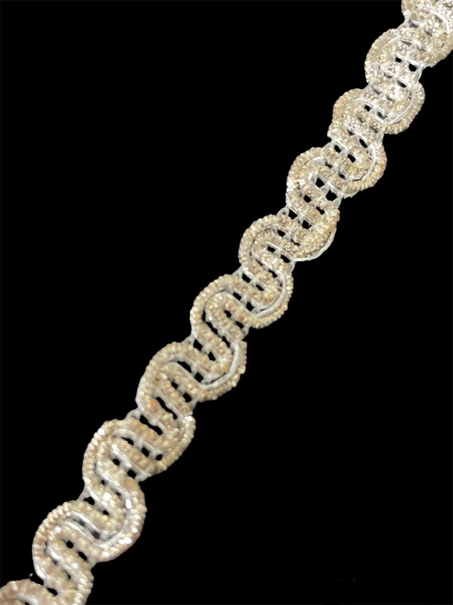 Trim with Silver Bullion thread 1/4" Wide, Sold by the Yard
