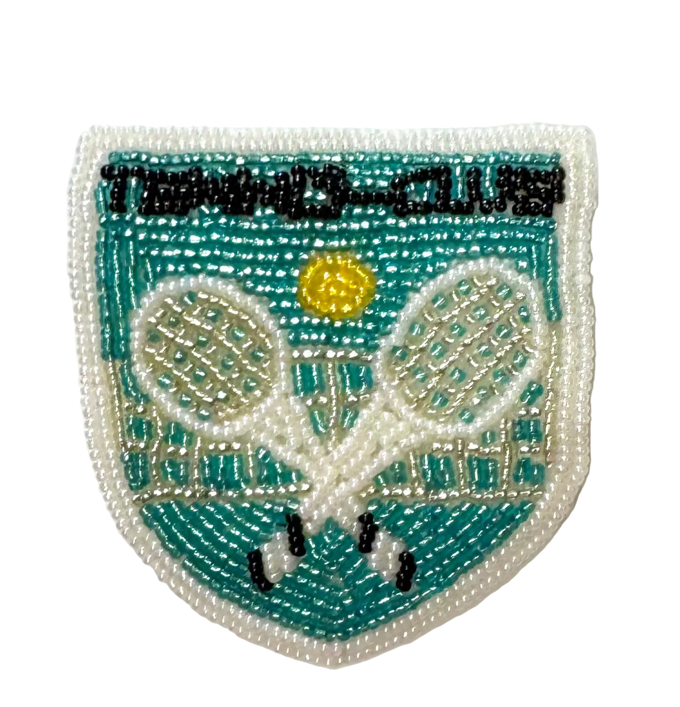 Tennis Club Patch - Multicolored Glass Beads 3.25" x 3"
