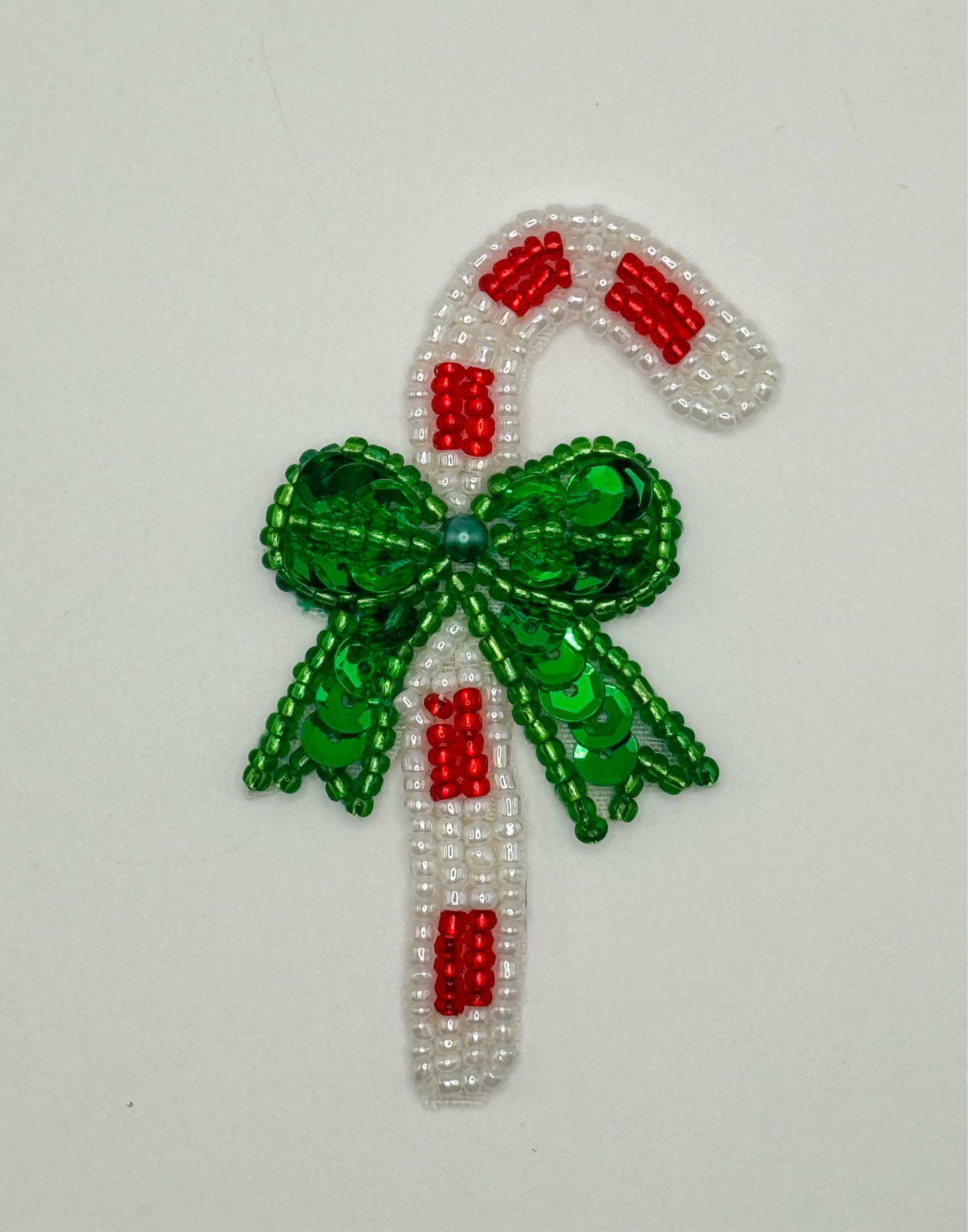 Candy Cane Beaded Applique 3" x 1.5"
