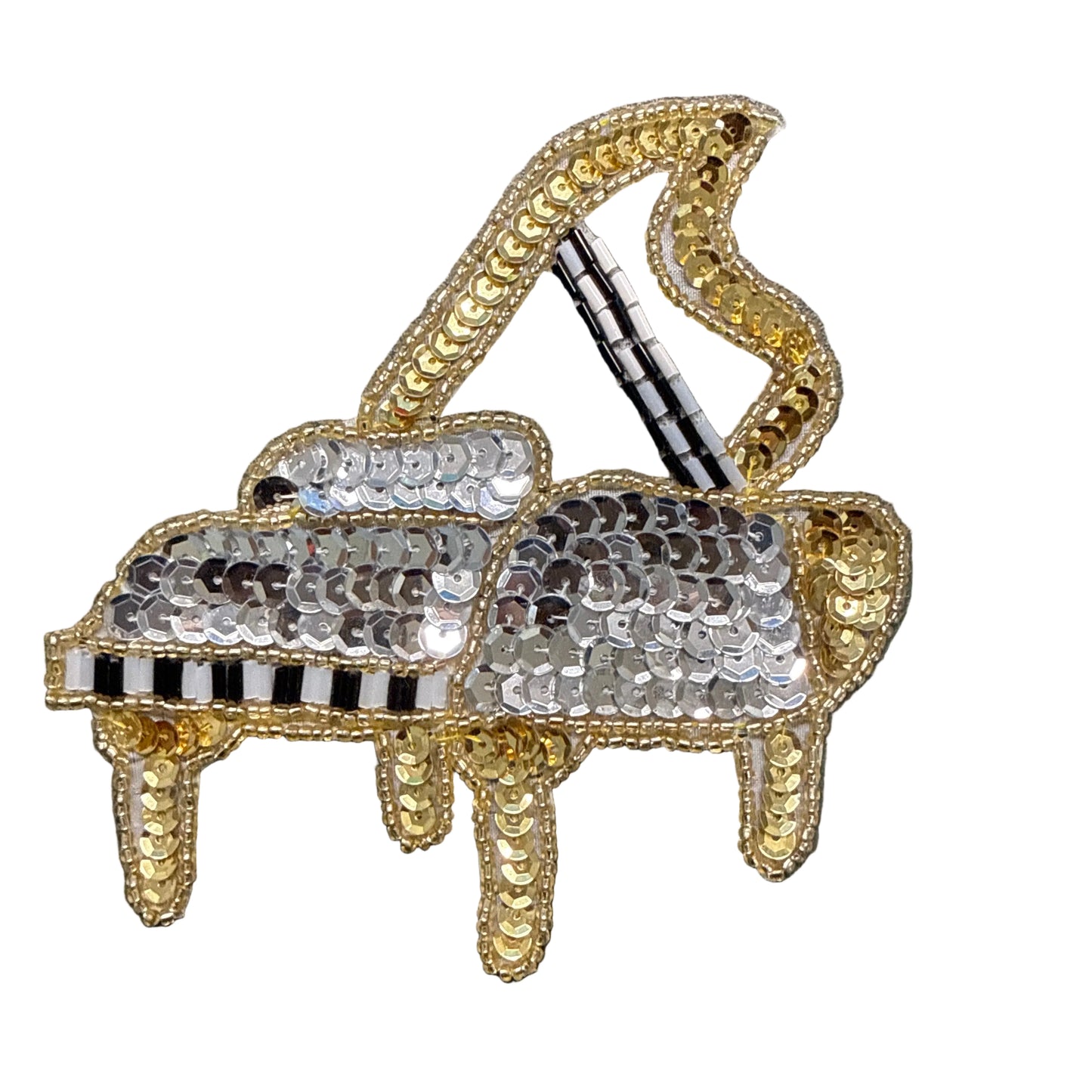 Grand Piano - Choice of Dark Gold/Silver Sequins or Light Gold/ Silver - Glass Beads 4.5" x 4.25"