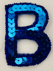 2" Blue Sequin with Bead Letters CHOICE OF LETTER!