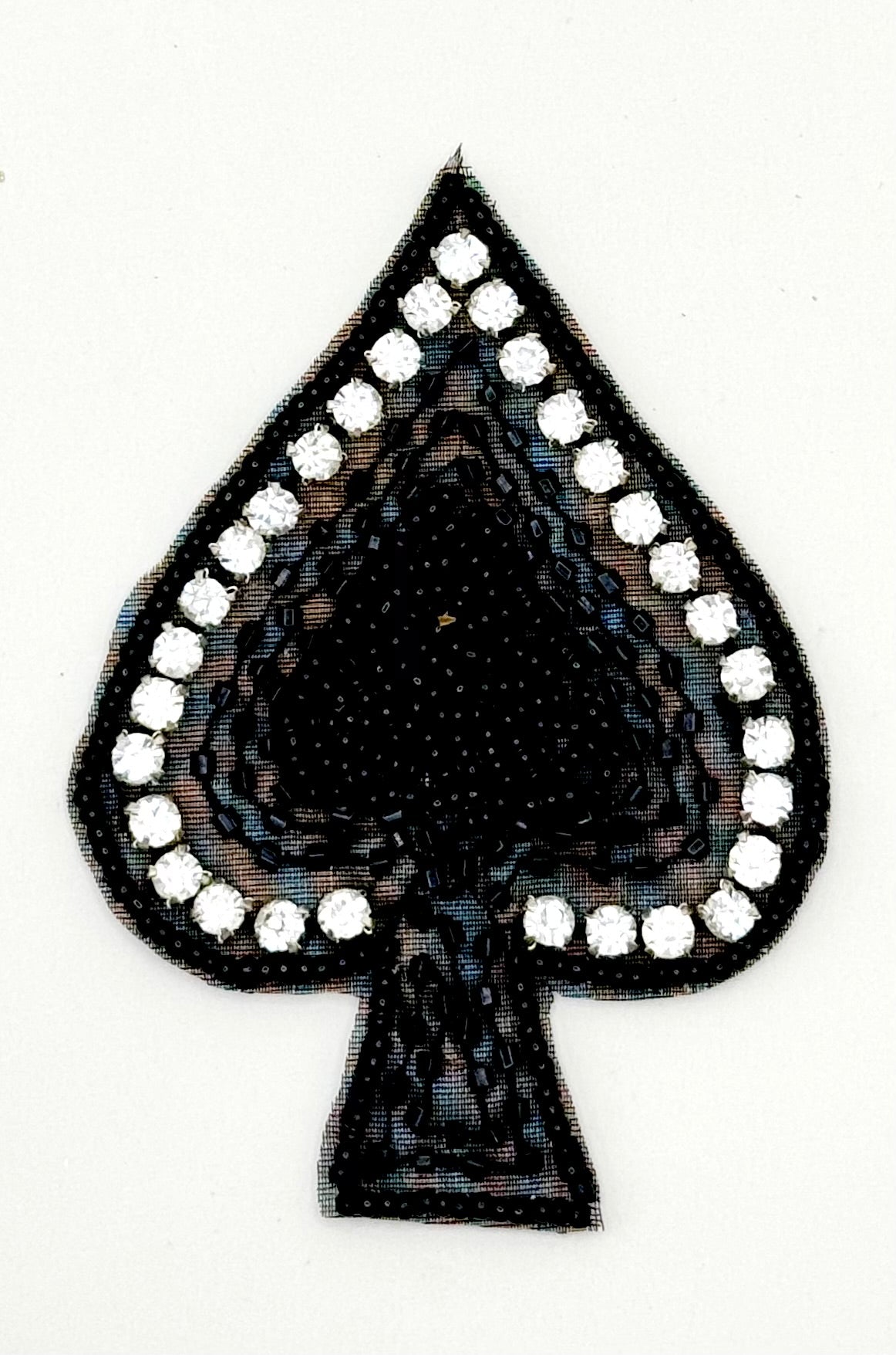 Palo de Picas de Naipe con Cuentas Negras y Diamantes de Imitación 3.5” x 2.5”