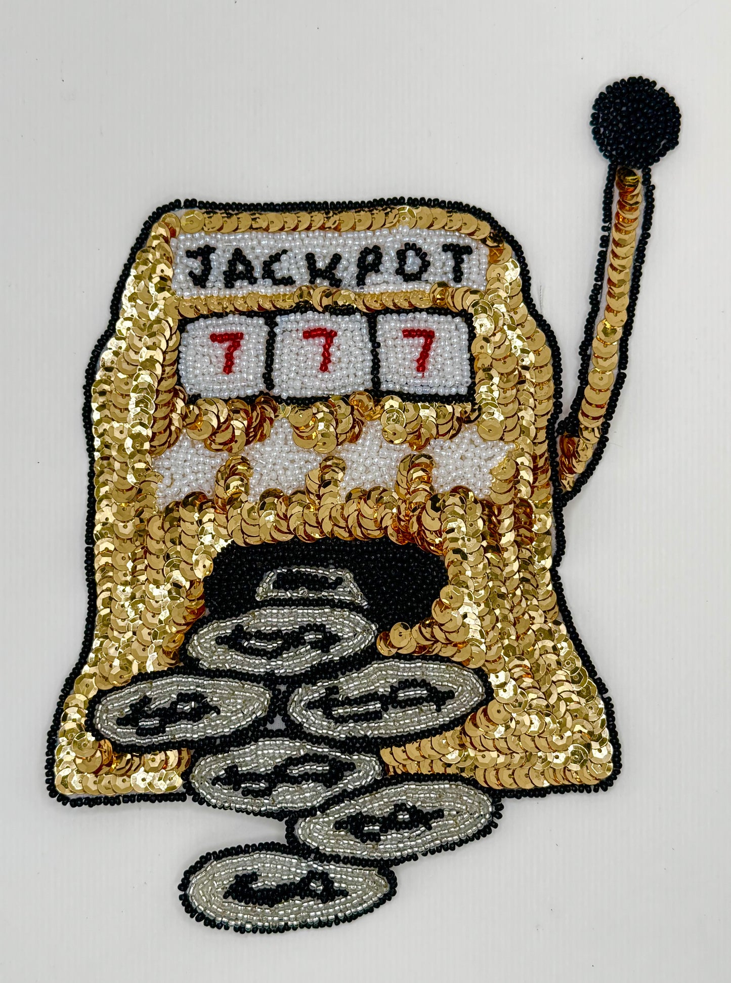 Máquina tragamonedas de Las Vegas, con lentejuelas y cuentas de 22,2 cm x 15,2 cm