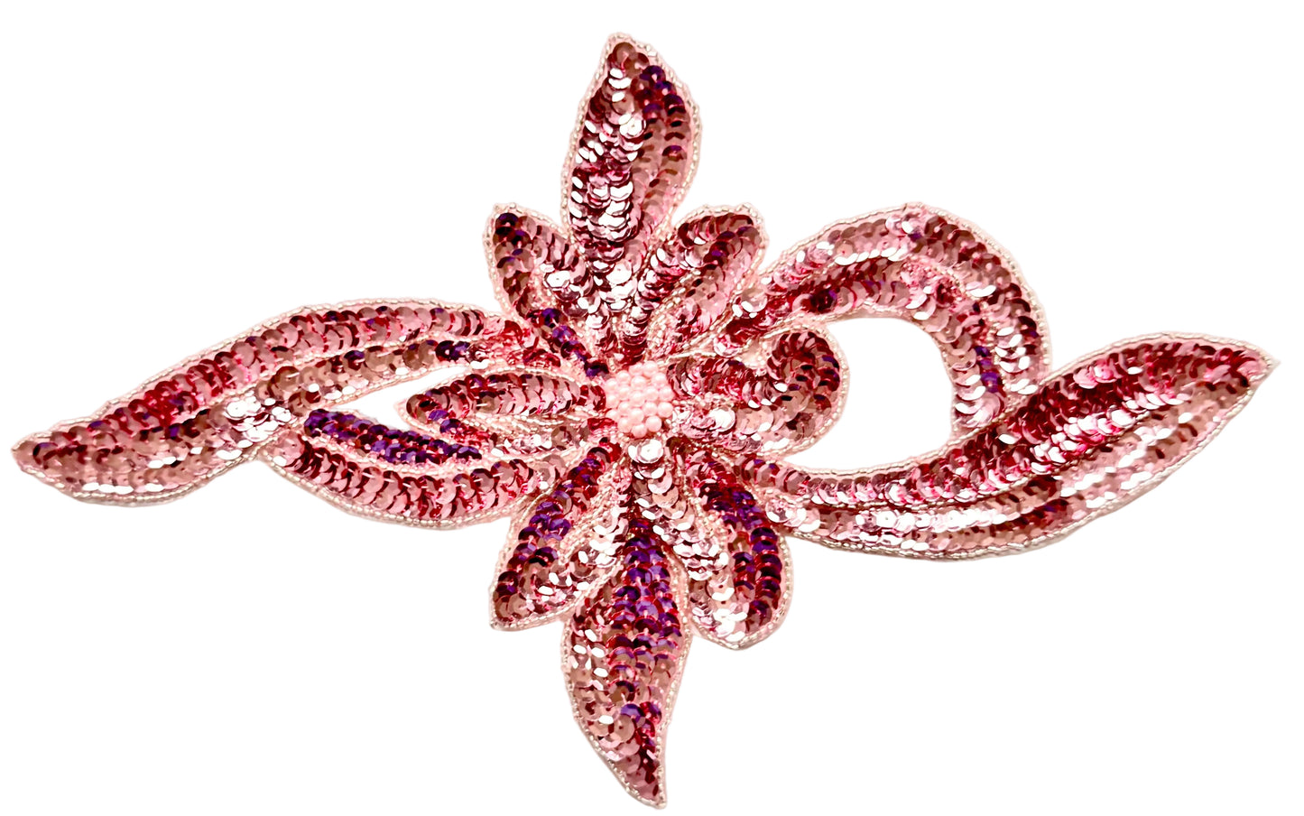 Designer Motif Flower - Pink Sequins/Beads 13" x 7.5"