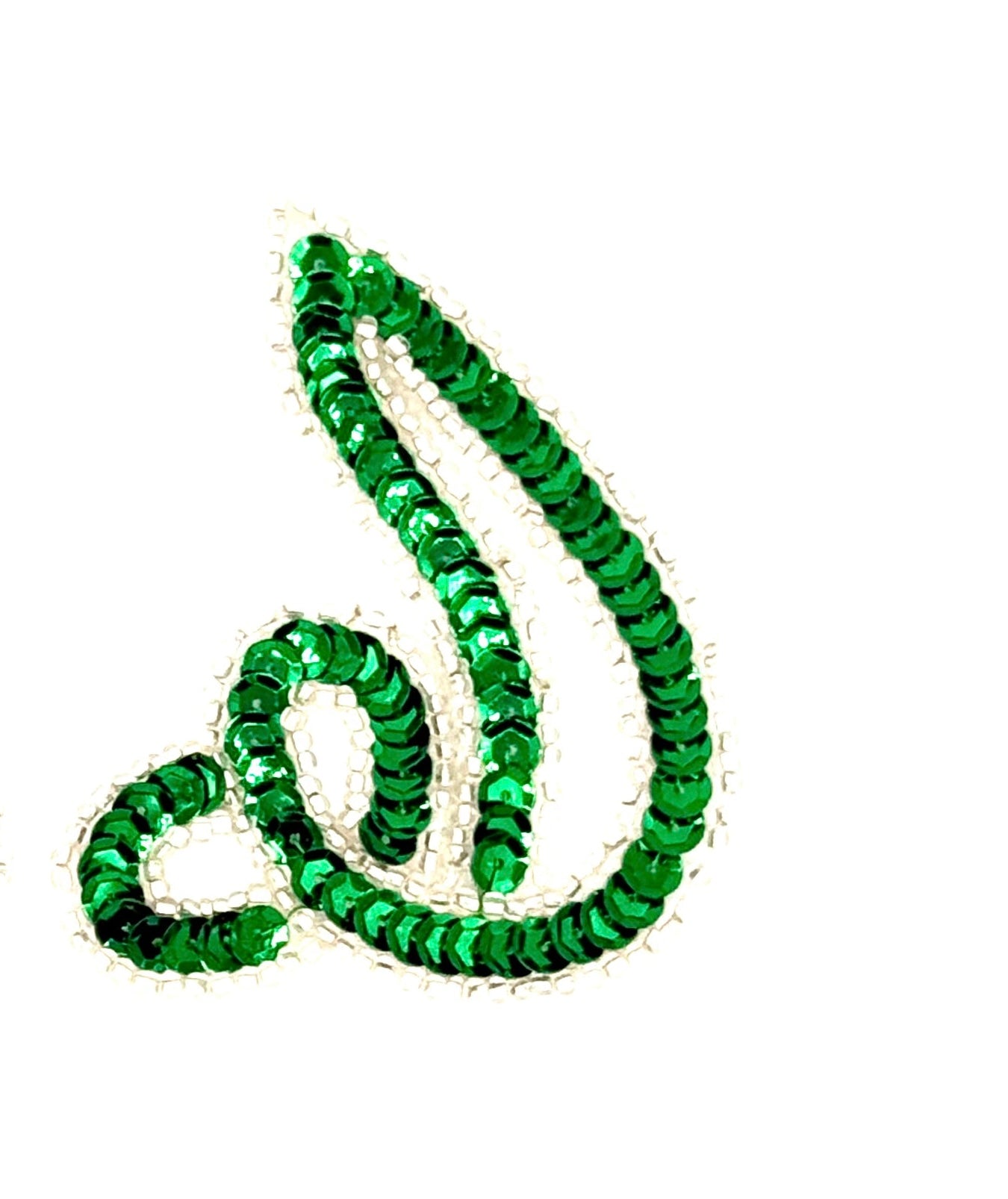 Designer Motif Swirl Pair or Single with Green Sequins Silver Beads 3.5" x 3"
