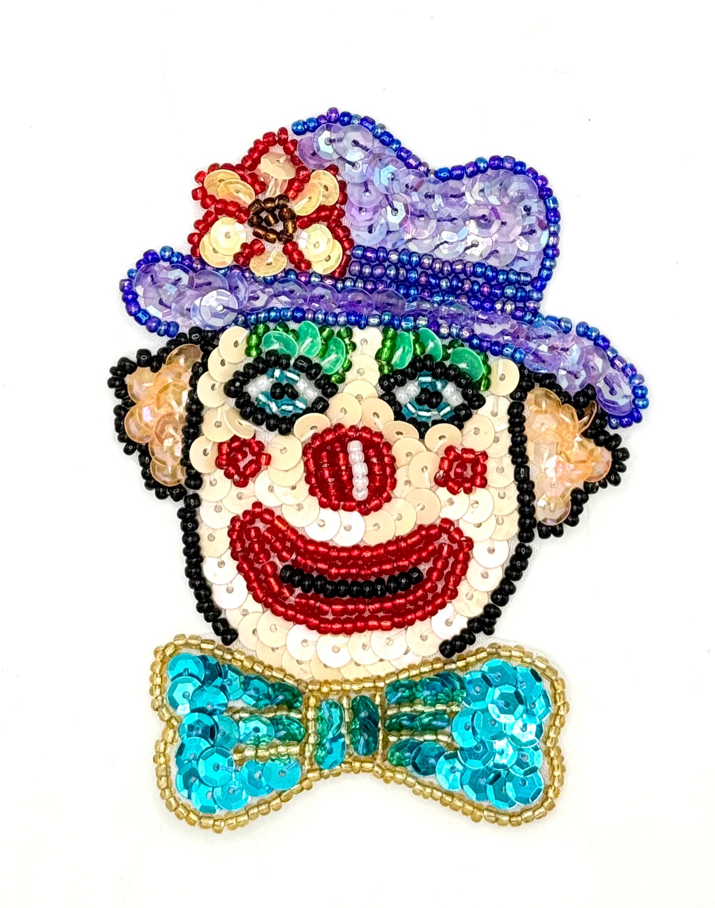 Clown Face with MultiColored Sequins and Beads - Choice of Size 7.5" x 5.75" or 4" x 3"