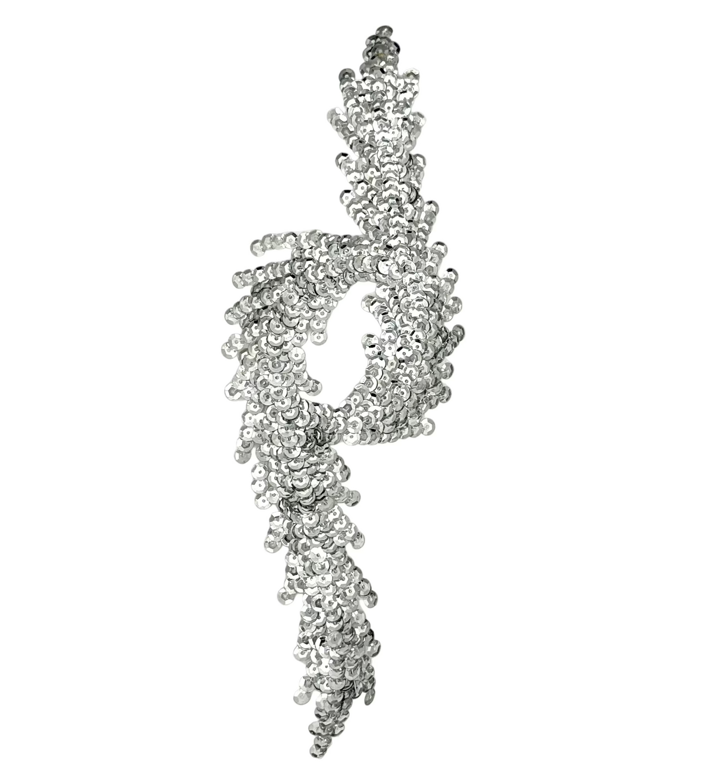 Designer Motif Swirl - Choice of Silver or Iridescent Sequins 9" x 3"
