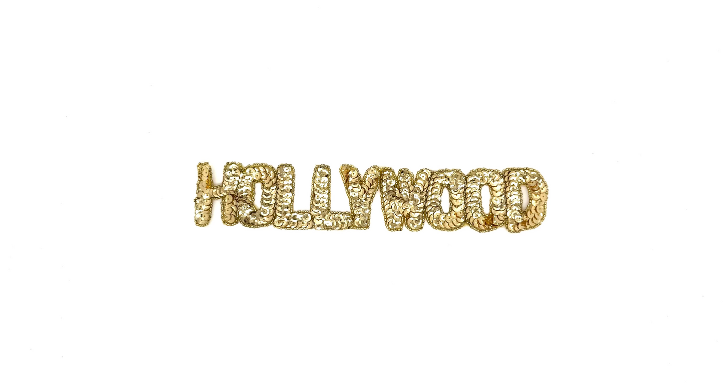 The Word “Hollywood” - Gold Sequins/Beads 10" x 2"