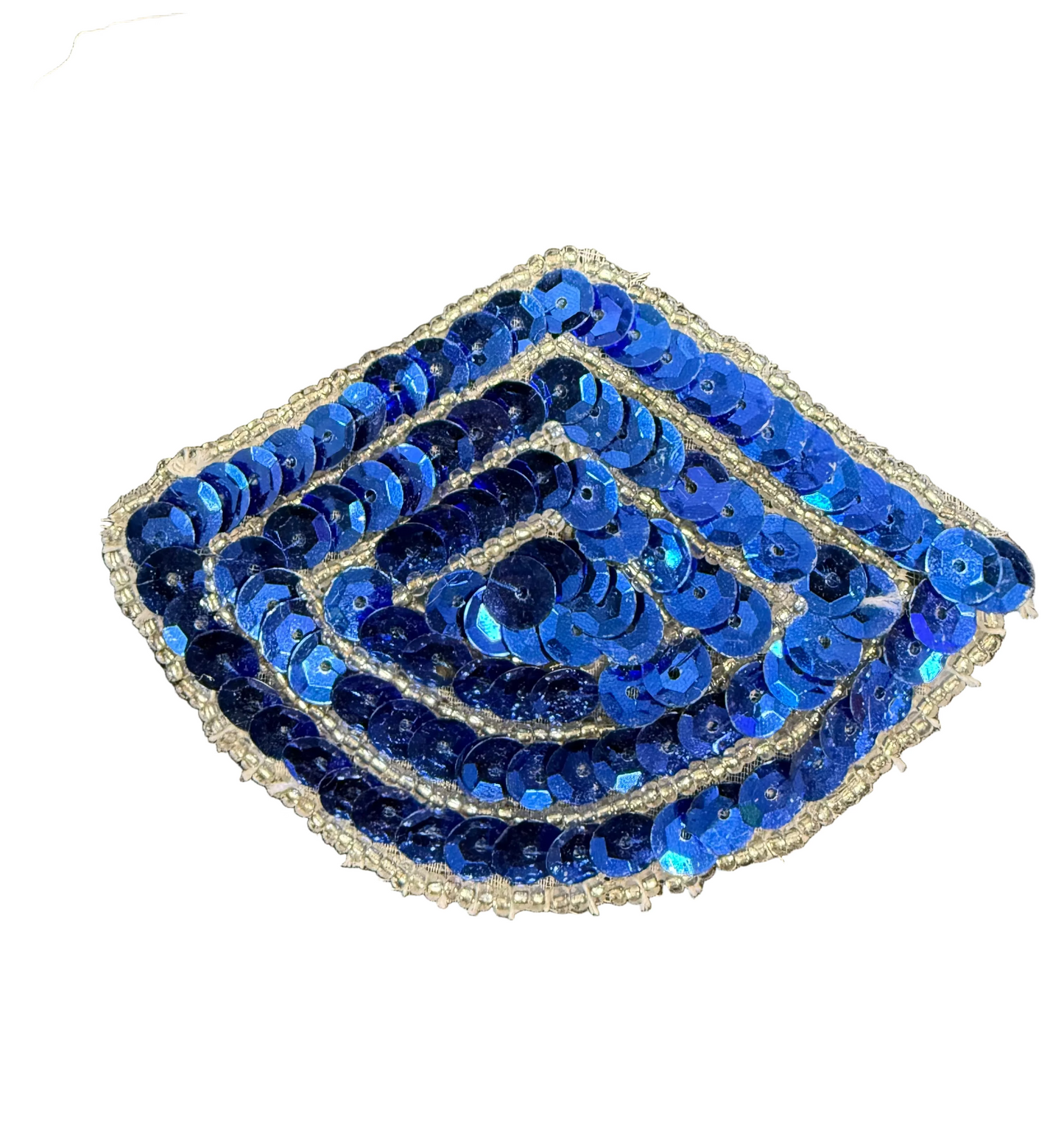 Designer Motif - Blue Sequins - Silver Beaded Trim 3.25”x 2.5”