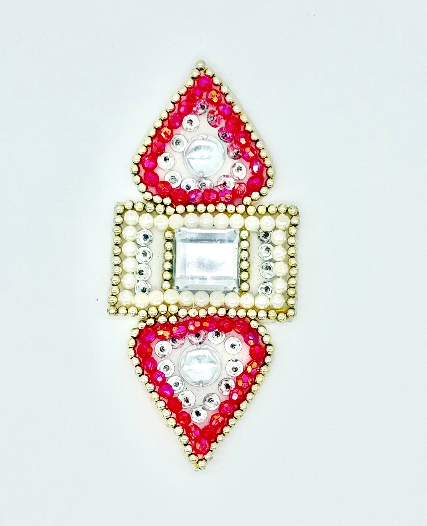 Diseño Decorativo - Lentejuelas Turquesas o Rosas y Cuentas Blancas y Doradas 6" x 2.5"