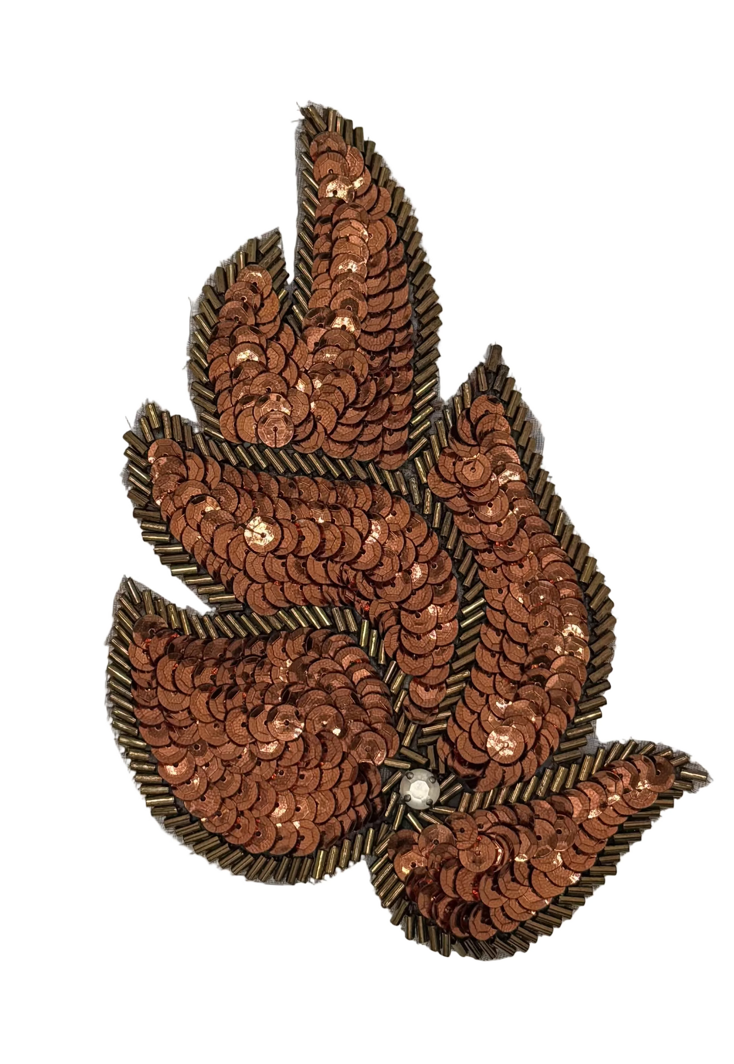Par de Hojas - Lentejuelas/Cuentas Bronce - Piedra Acrílica 15,24 cm x 10,16 cm