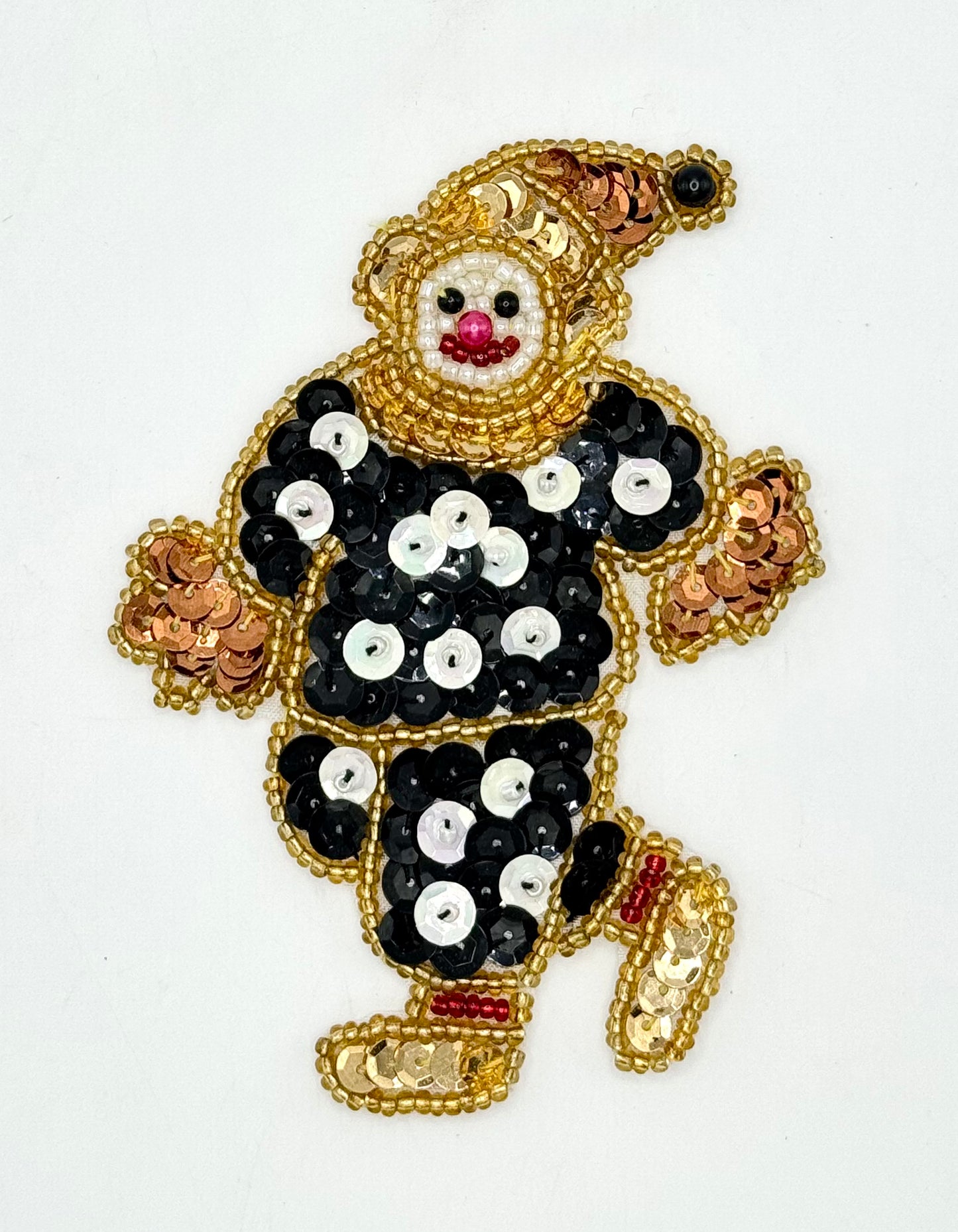 Pre-Glued Clown in Black with White Polka Dots 4.25" x 3"