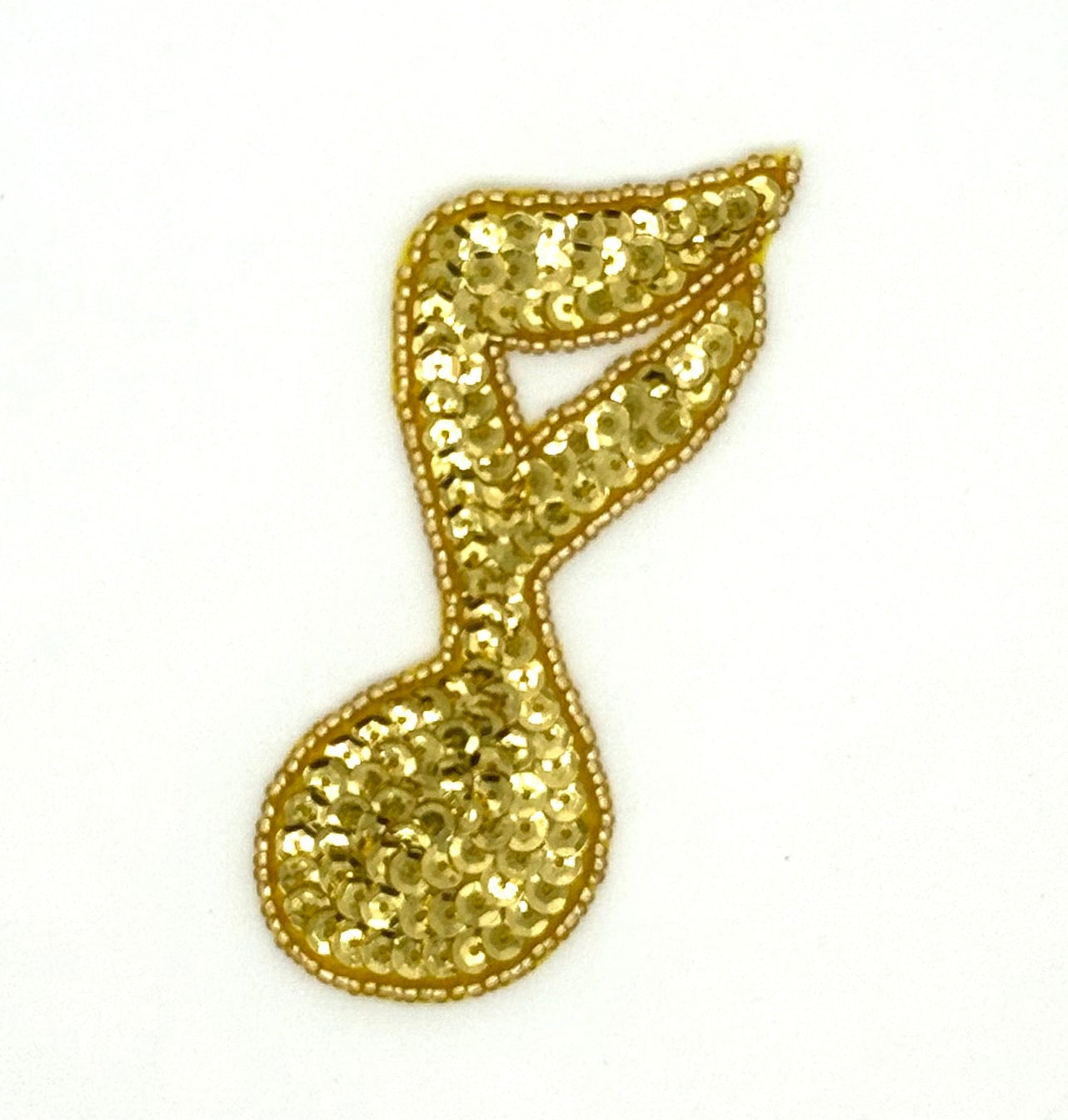 Single Note Music Appliqué - Gold Sequins/Beads 3.5" x 3"