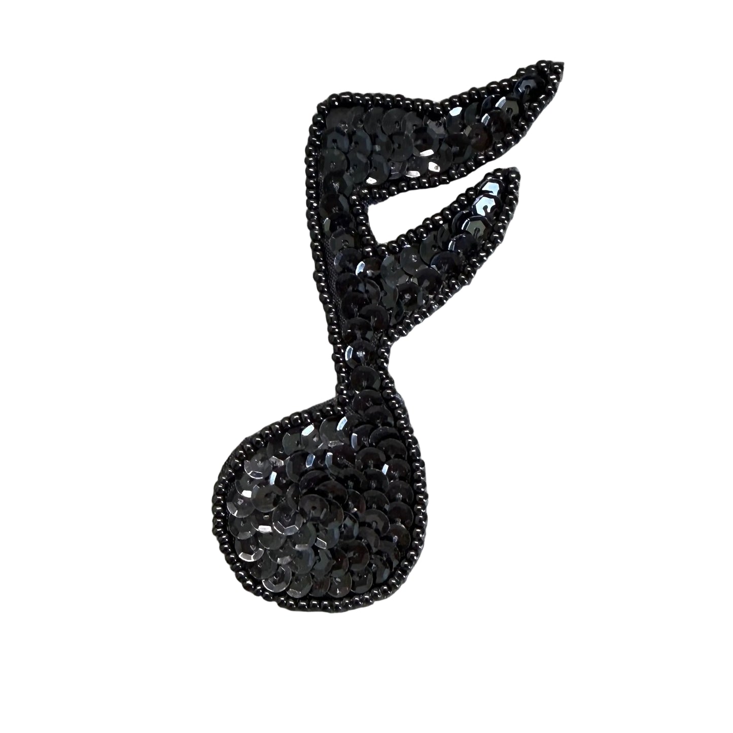 Nota musical única con lentejuelas y cuentas negras de 3,5"