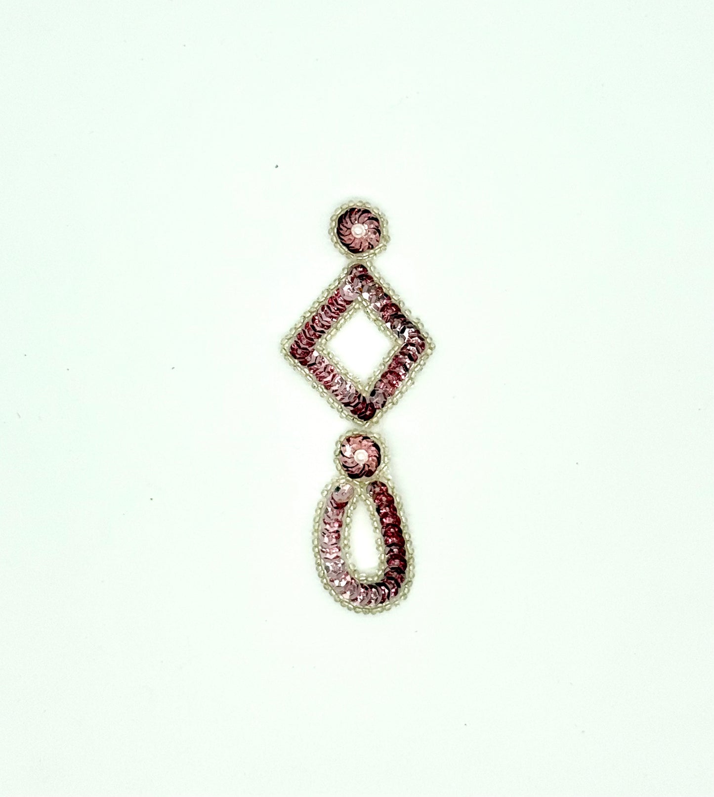 Designer Motif Drop with Pink Sequins Silver Beads 4.5" x 2"