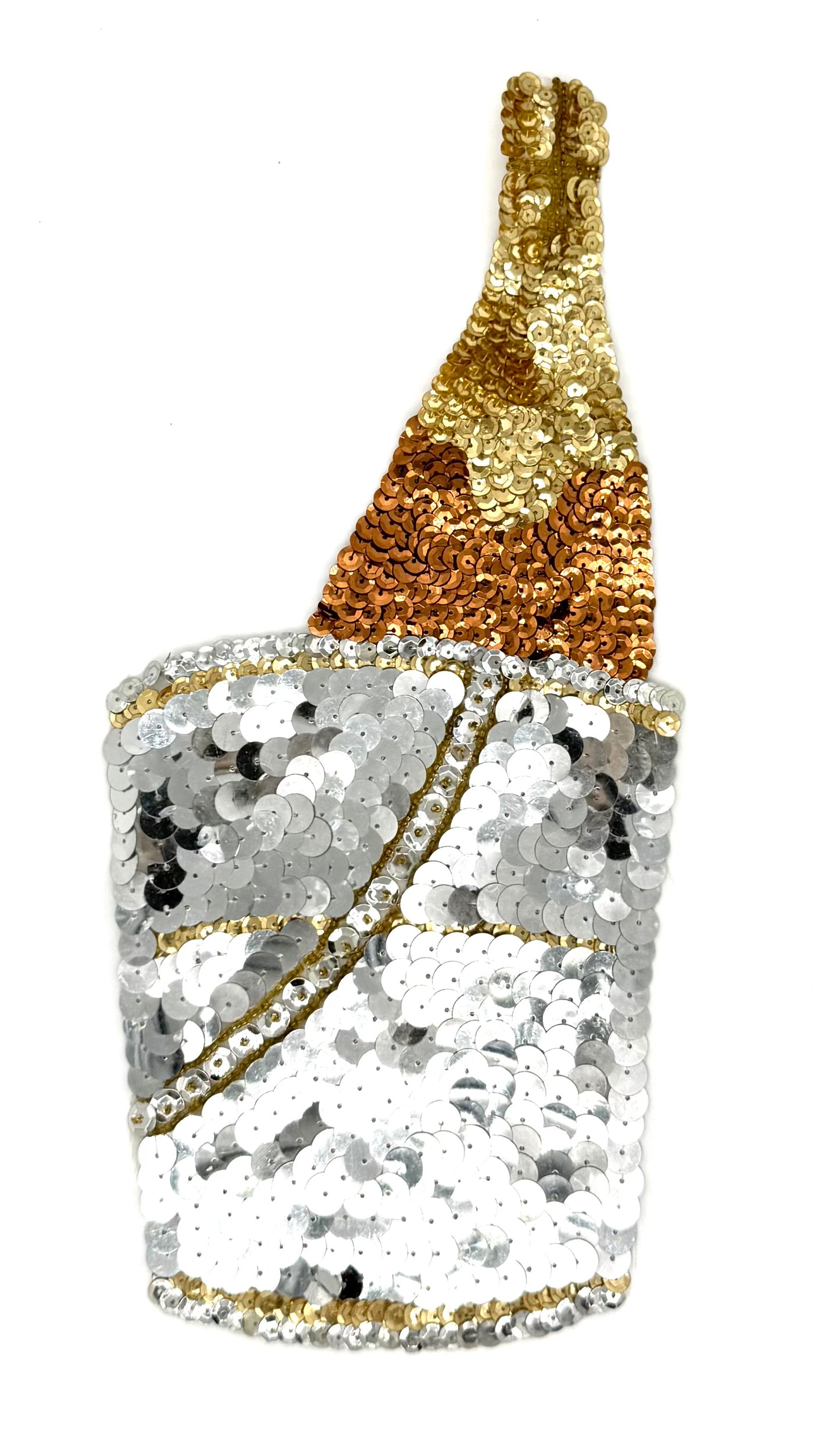 Champagne in Bucket - Gold/Bronze/Silver Sequins - Glass Beads 12.5" x 6"