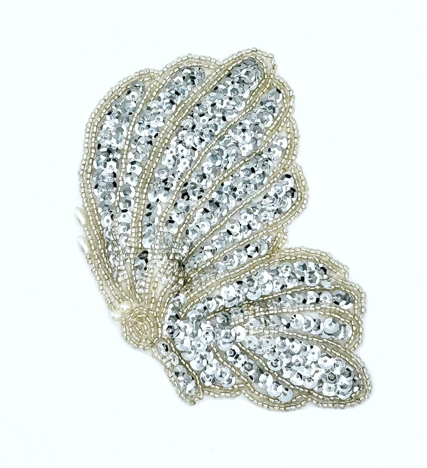 Butterfly in Flight with Silver Sequins and Beads 5" x 3.25"