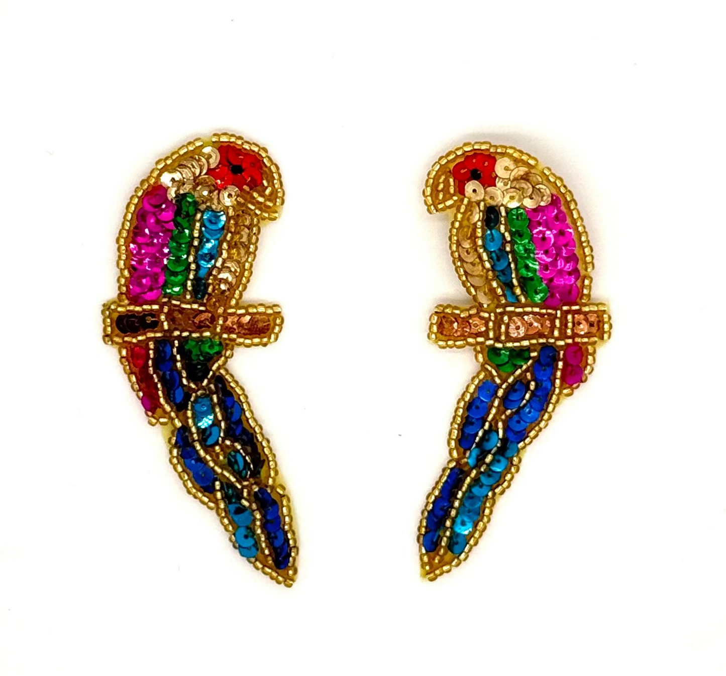 Parrot Pair - Multicolored Sequins/Beads 3.5" x 1.5”