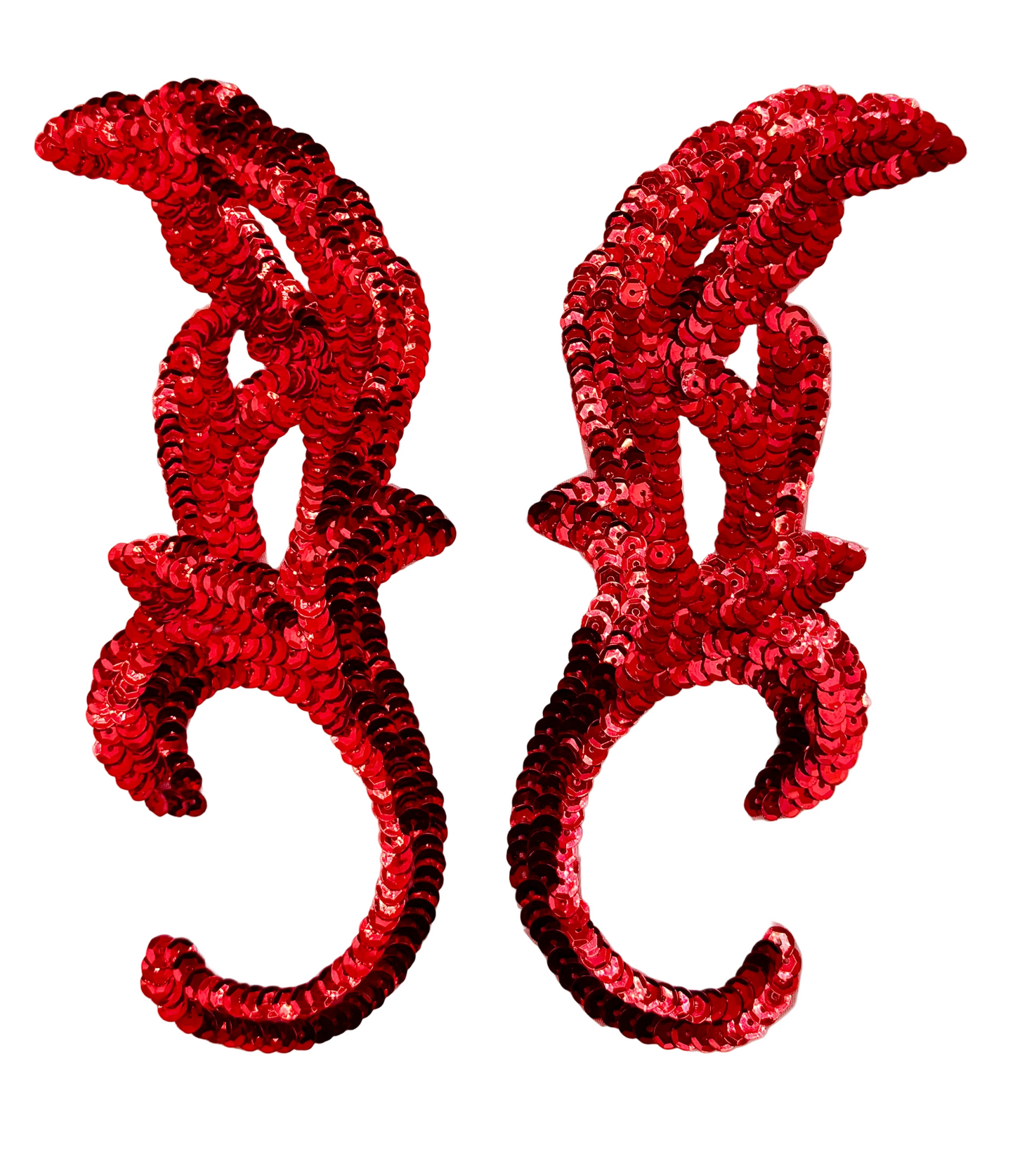 Par de hojas con motivo de diseñador - Lentejuelas rojas 20.32 cm x 8.89 cm
