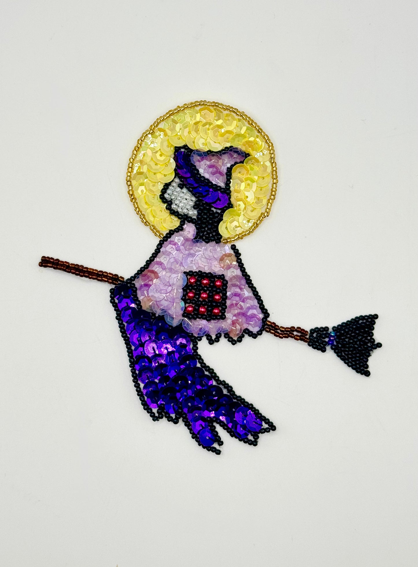 Witch for Halloween -Sequins and Beads 5" x 5" Choice of Pre-glued or not Pre-glued