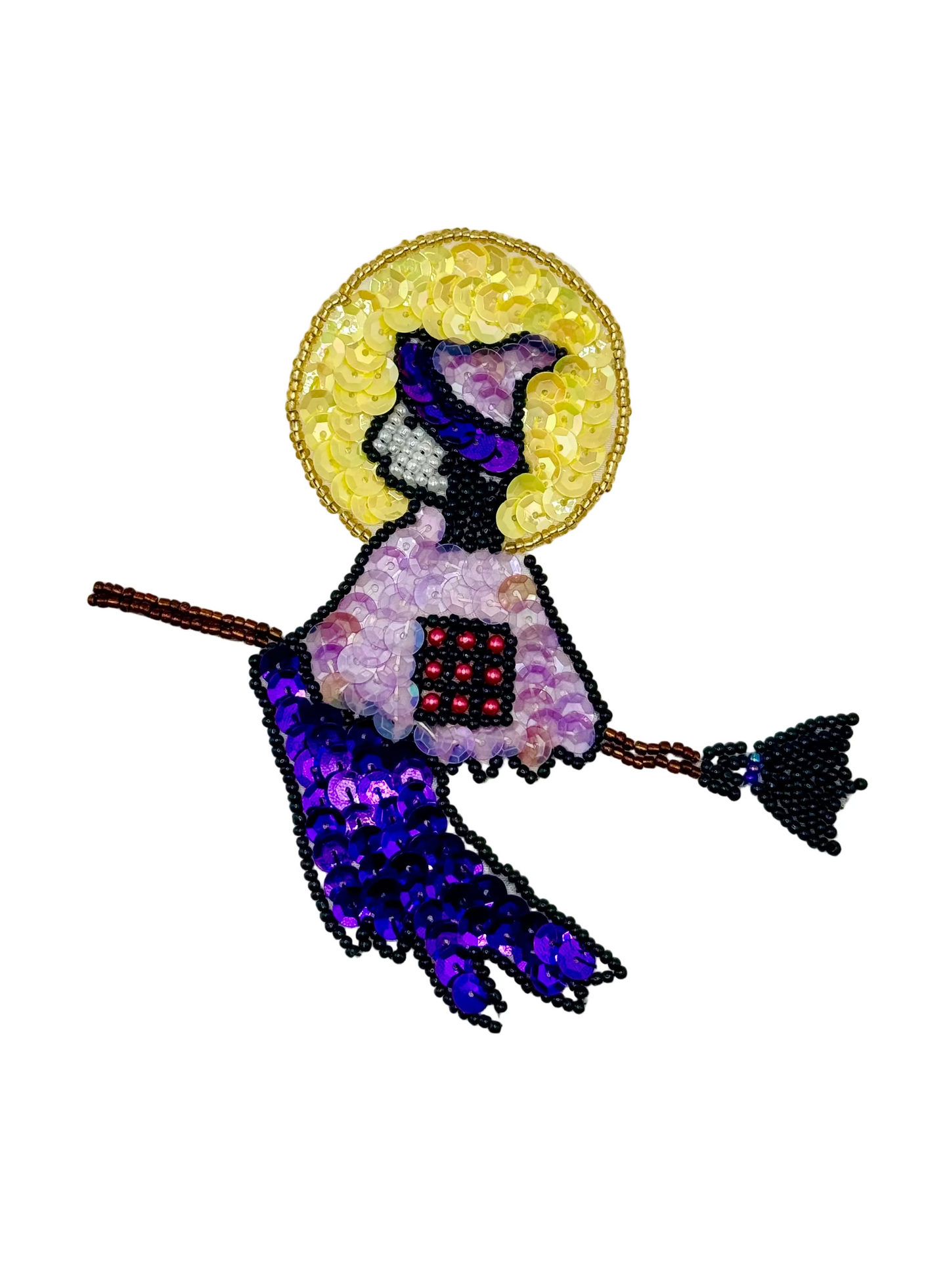 Bruja para Halloween - Lentejuelas y Cuentas 5" x 5" Opción con o sin pegamento