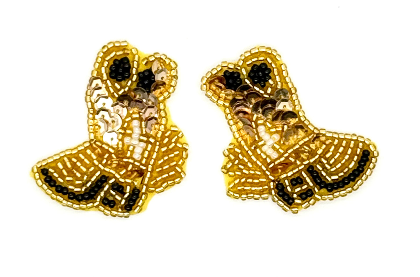 Cowboy Boot Pair - Gold and Black - 2” x 1.75” each side