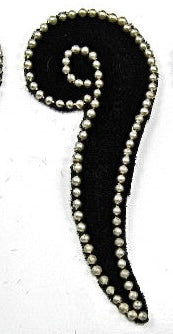 Designer Motif Set of Three Velvet with Ivory Beads 3.5"x 1.5”
