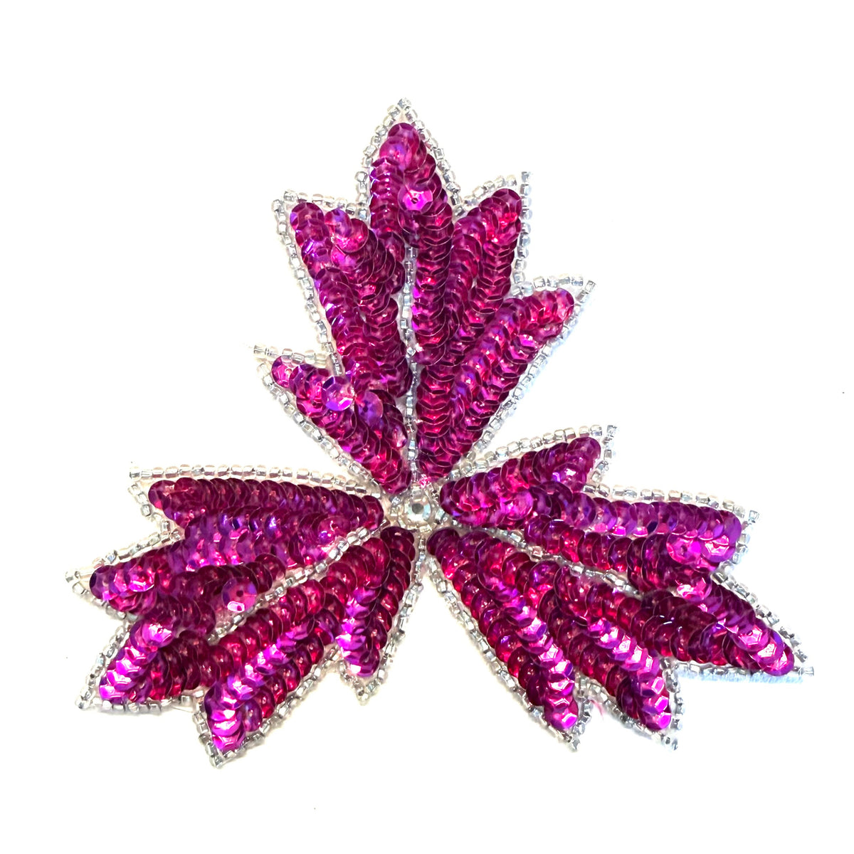 Hoja fucsia oscuro con diamantes de imitación, 5" x 5"