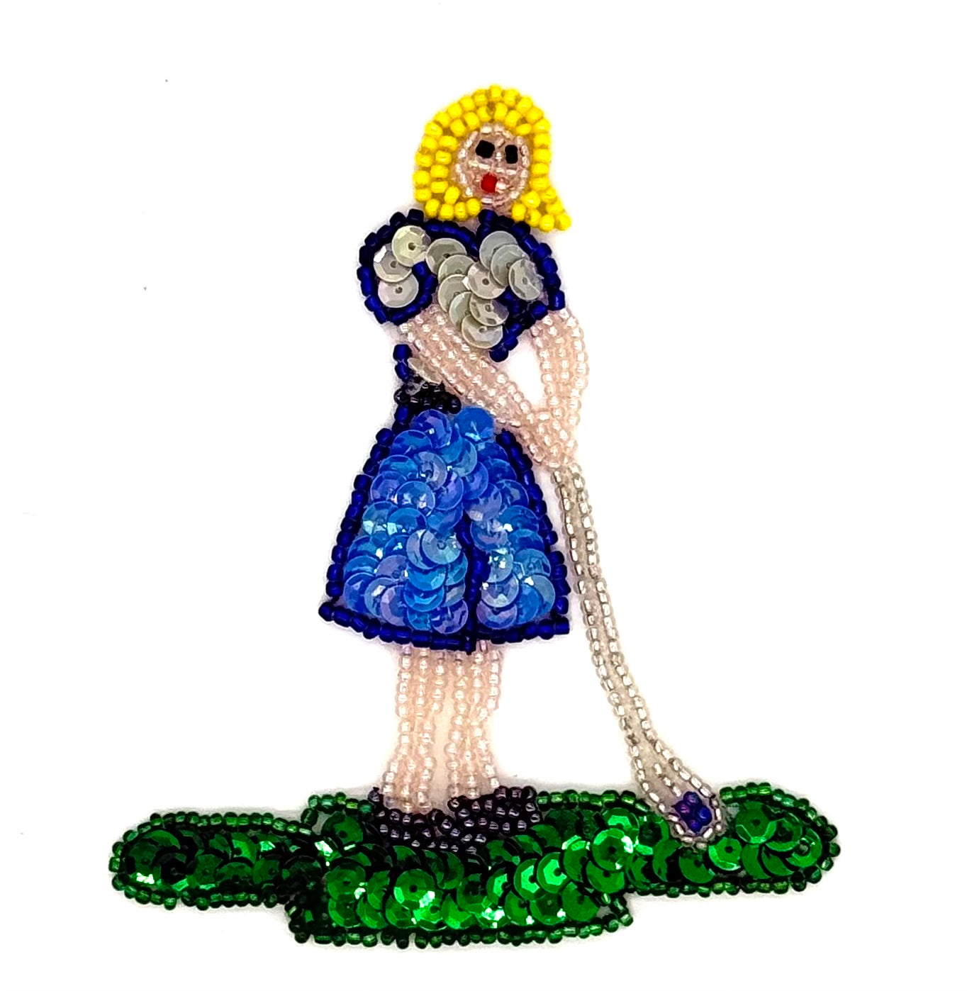 Golfer Lady - Multicolored Sequins - Glass Beads 4.5" x 3.5"