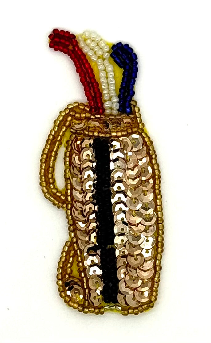 Palo de Golf Dorado Negro Rojo Blanco Azul Lentejuelas/Cuentas 3.25" x 1.5"