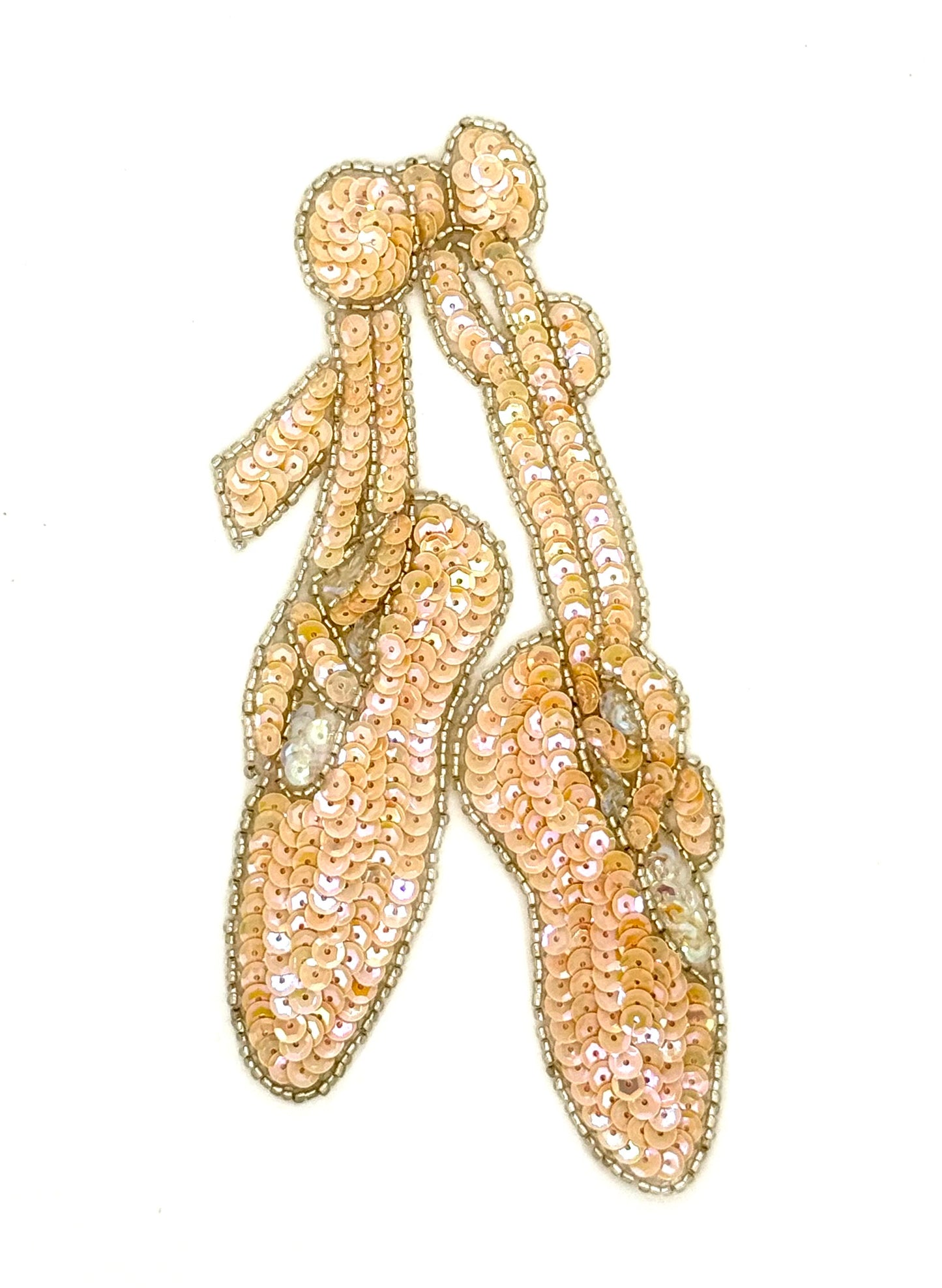 Zapatillas de ballet blancas con cuentas plateadas de 3" x 7"
