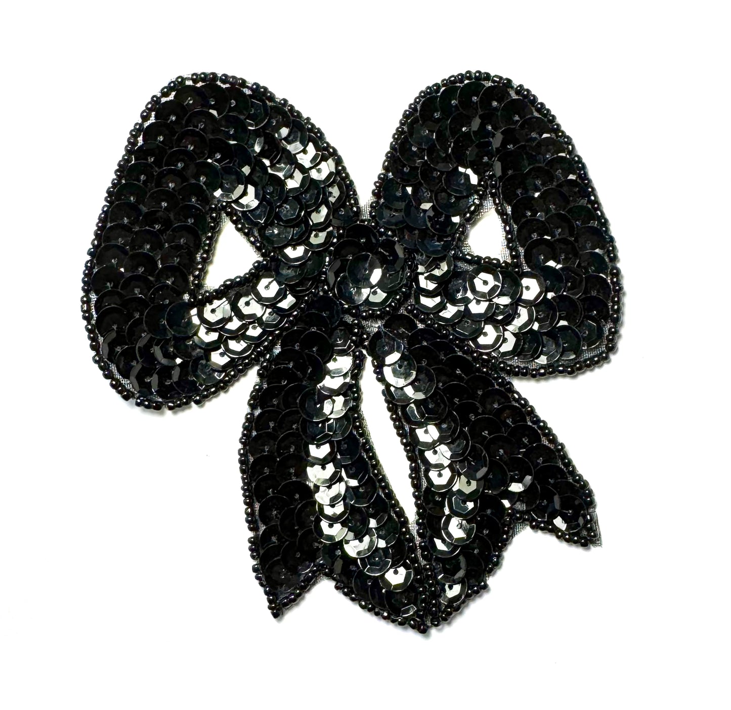 Bow with Black Sequins and Beads 4.5" x 4"