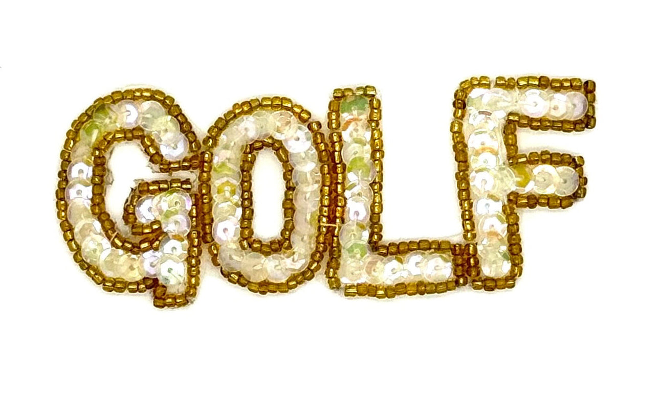 Bordado de golf con palabra, lentejuelas y cuentas 3.8 cm x 8.9 cm