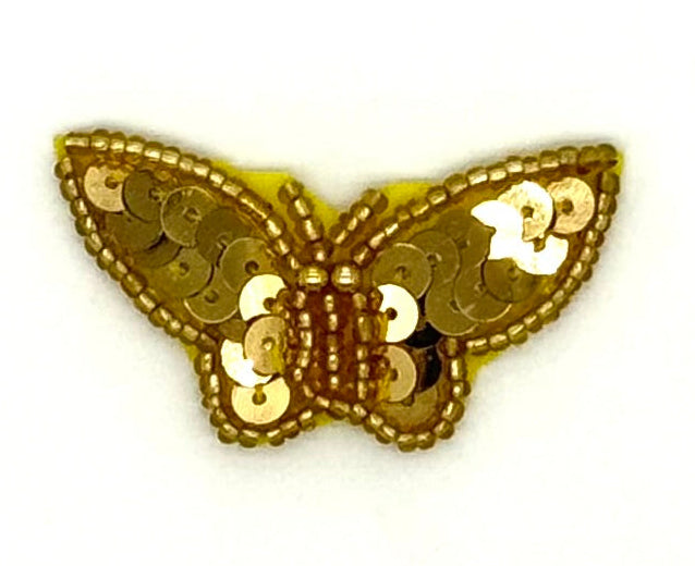 Butterfly - Gold Sequins/Beads 1.75" x 1"