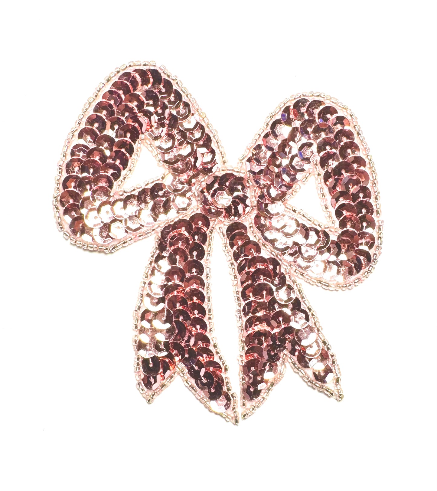Bow with Pink Sequins and Beads 4" x 4"