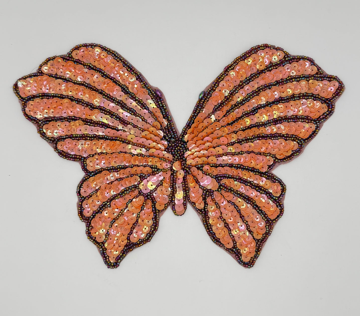 Butterfly with Orange Sequins and Moonlite Beads 9" x 6"