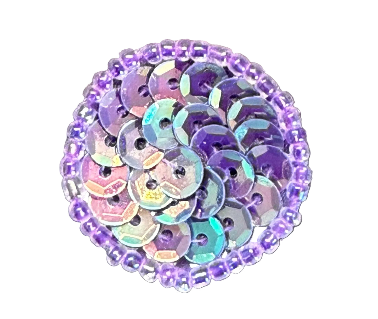 Dot Appliqué - Iridescent Purple - Glass Beads 1"