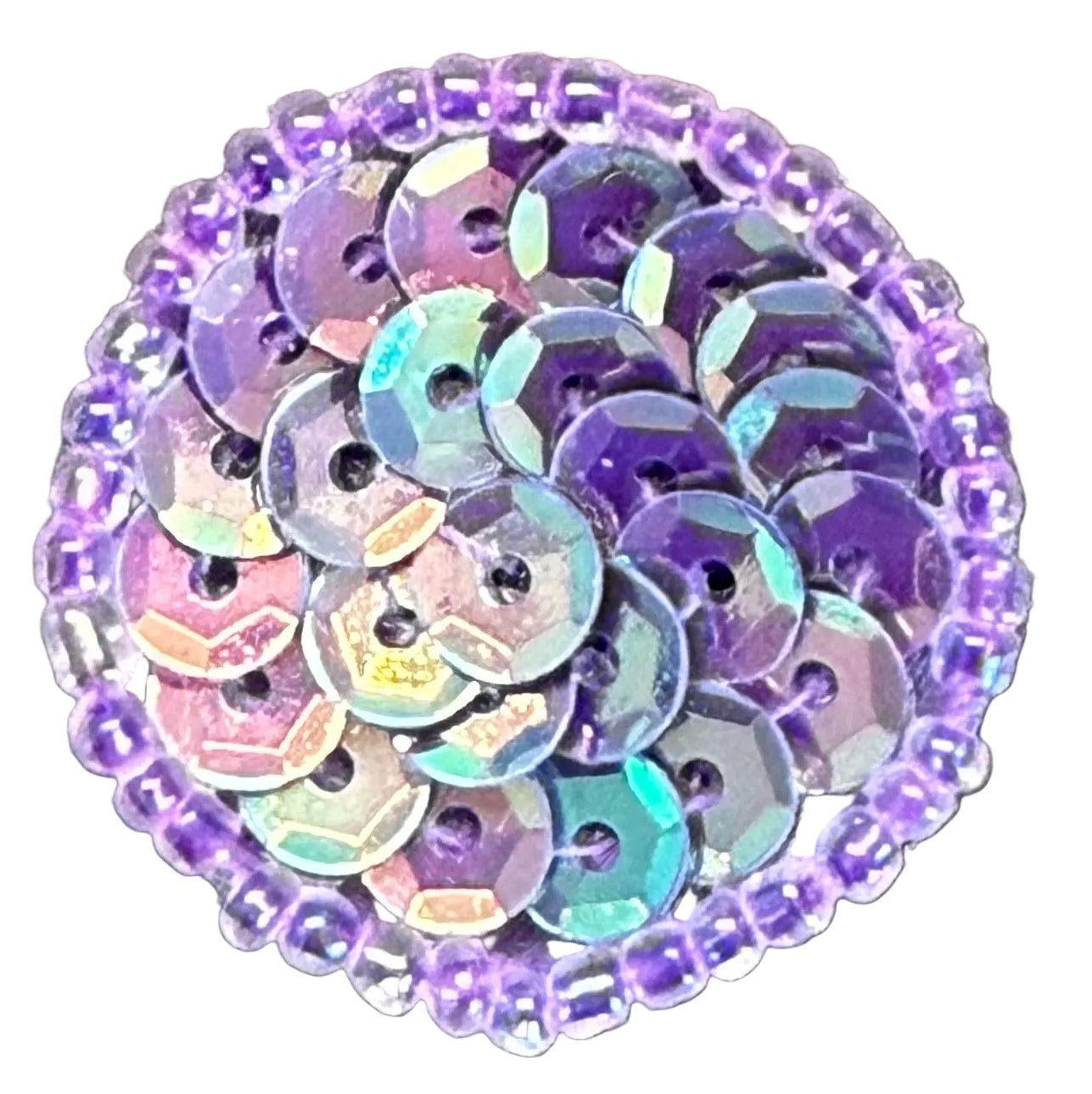 Dot Appliqué - Iridescent Purple - Glass Beads 1"
