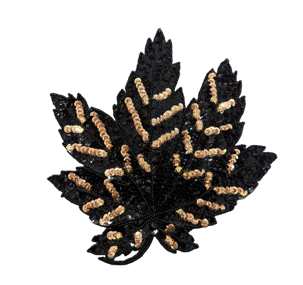 Hoja con lentejuelas negras y doradas de 22,86 cm x 22,86 cm