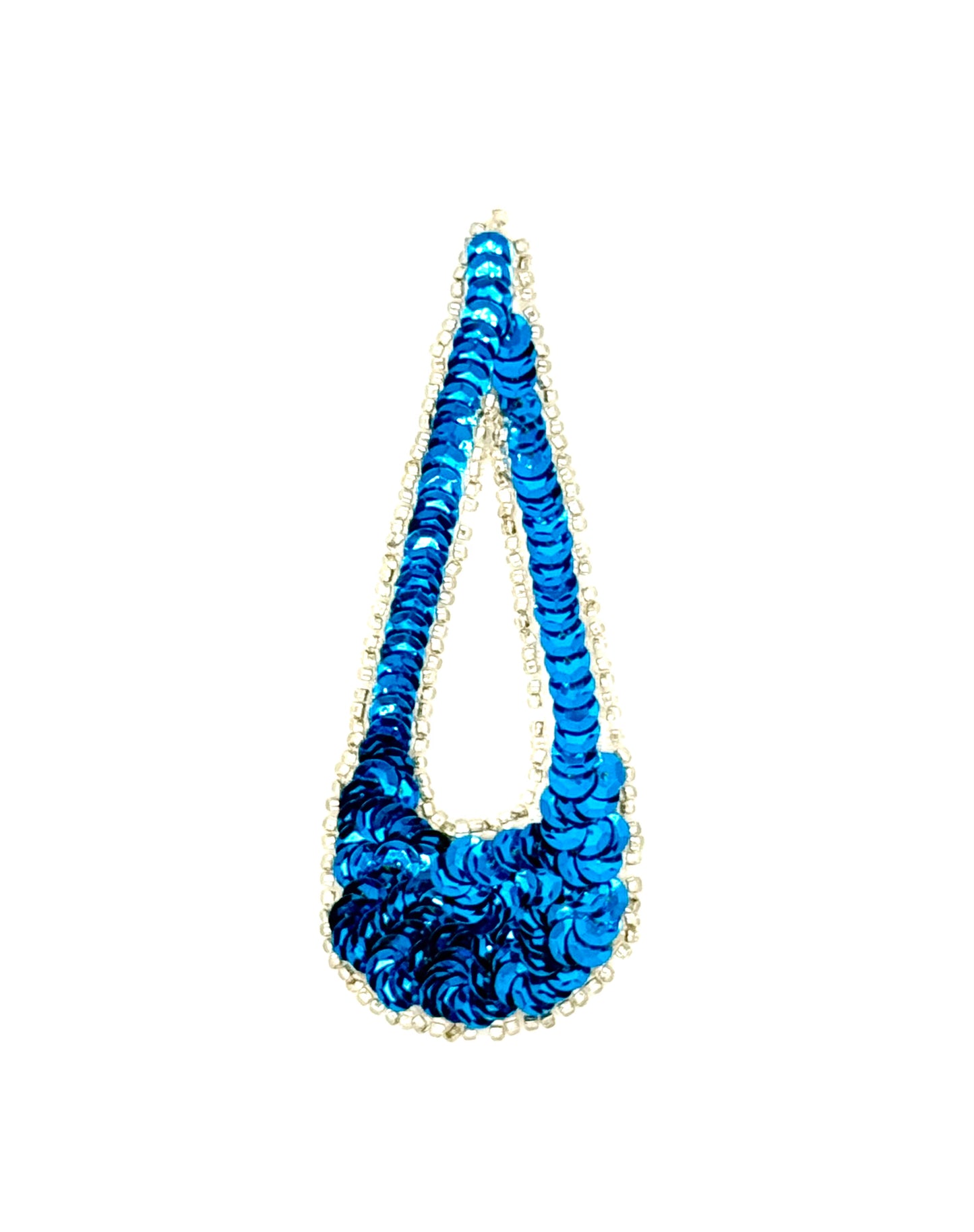 Designer Motif Large Teardrop with Royal Blue Sequins and Silver Beads 1.5" xv 4"