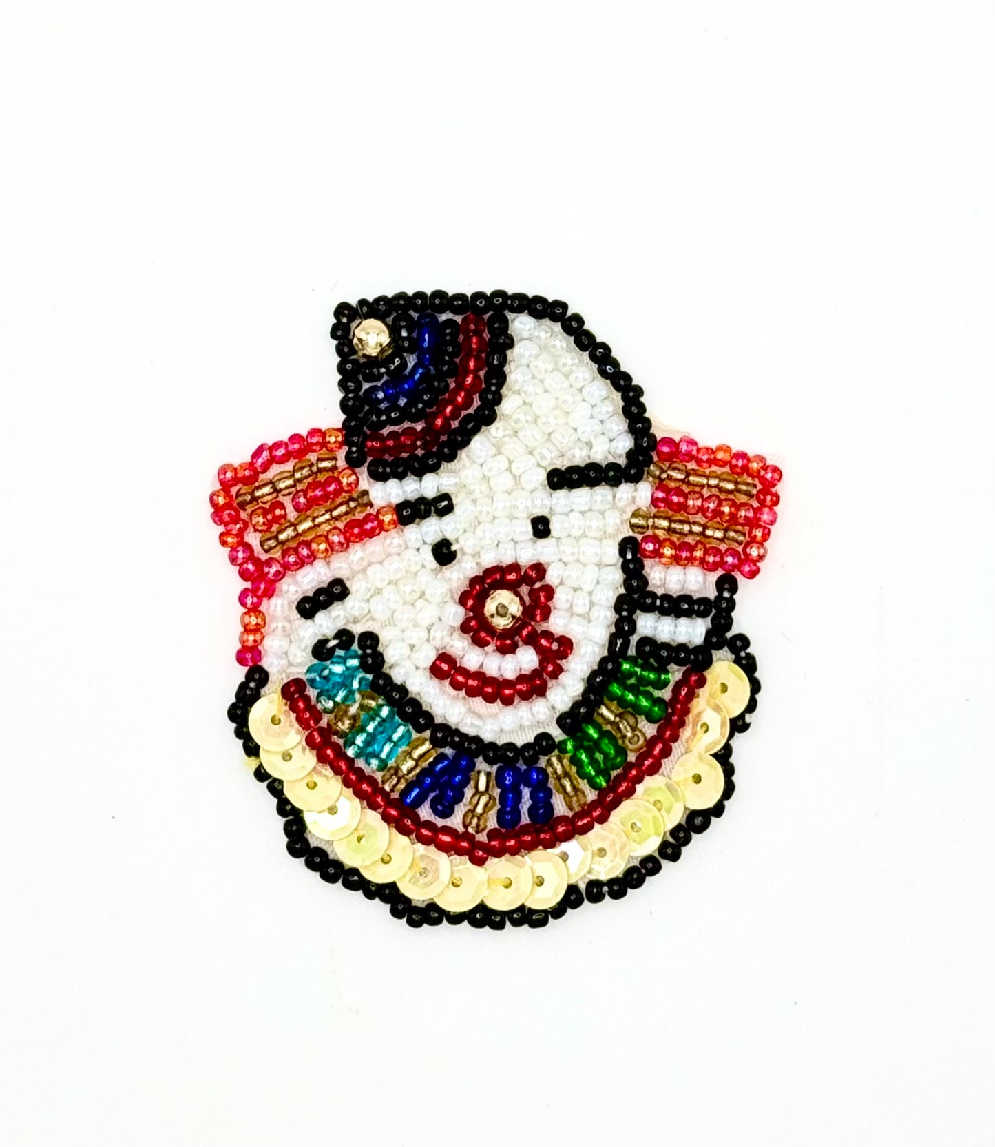 Clown Face - Multicolored Sequins and Beads 2.25" x 2"