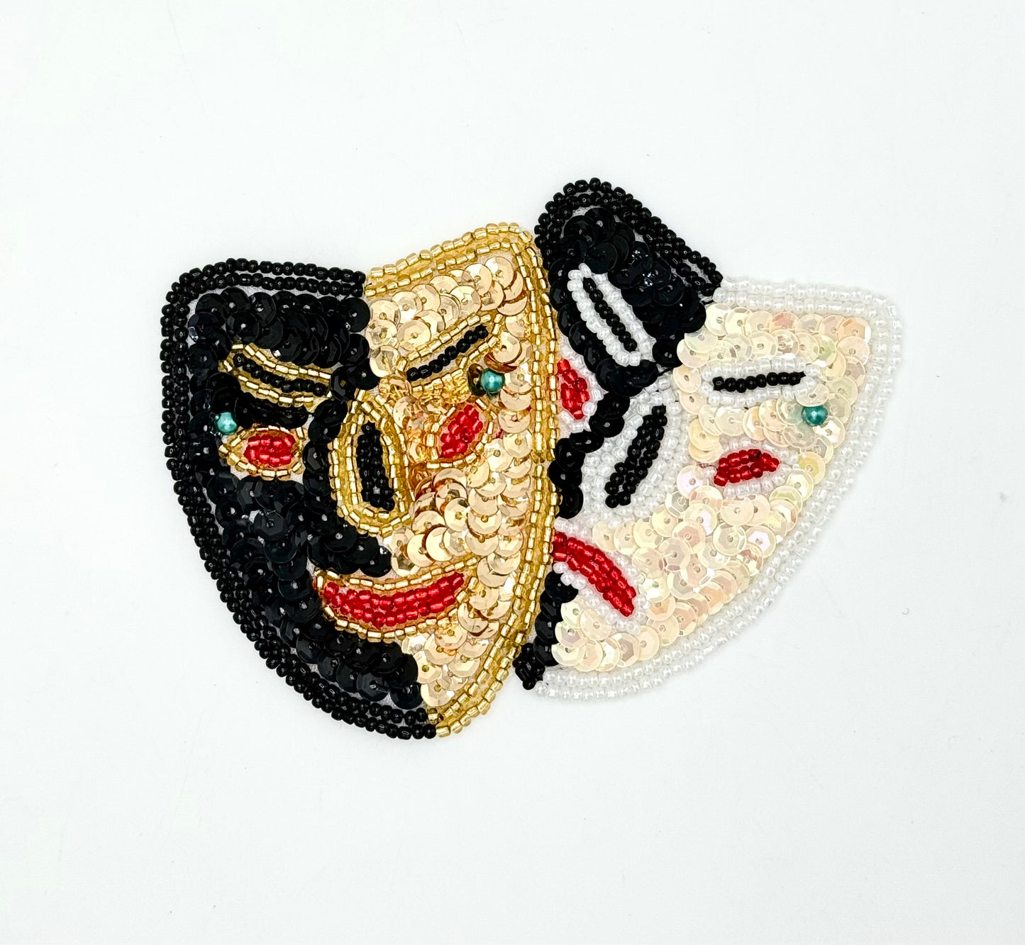 Mardi Gras Comedy/Tragedy Masks Sequins and Beads 4.25” x 3.25”