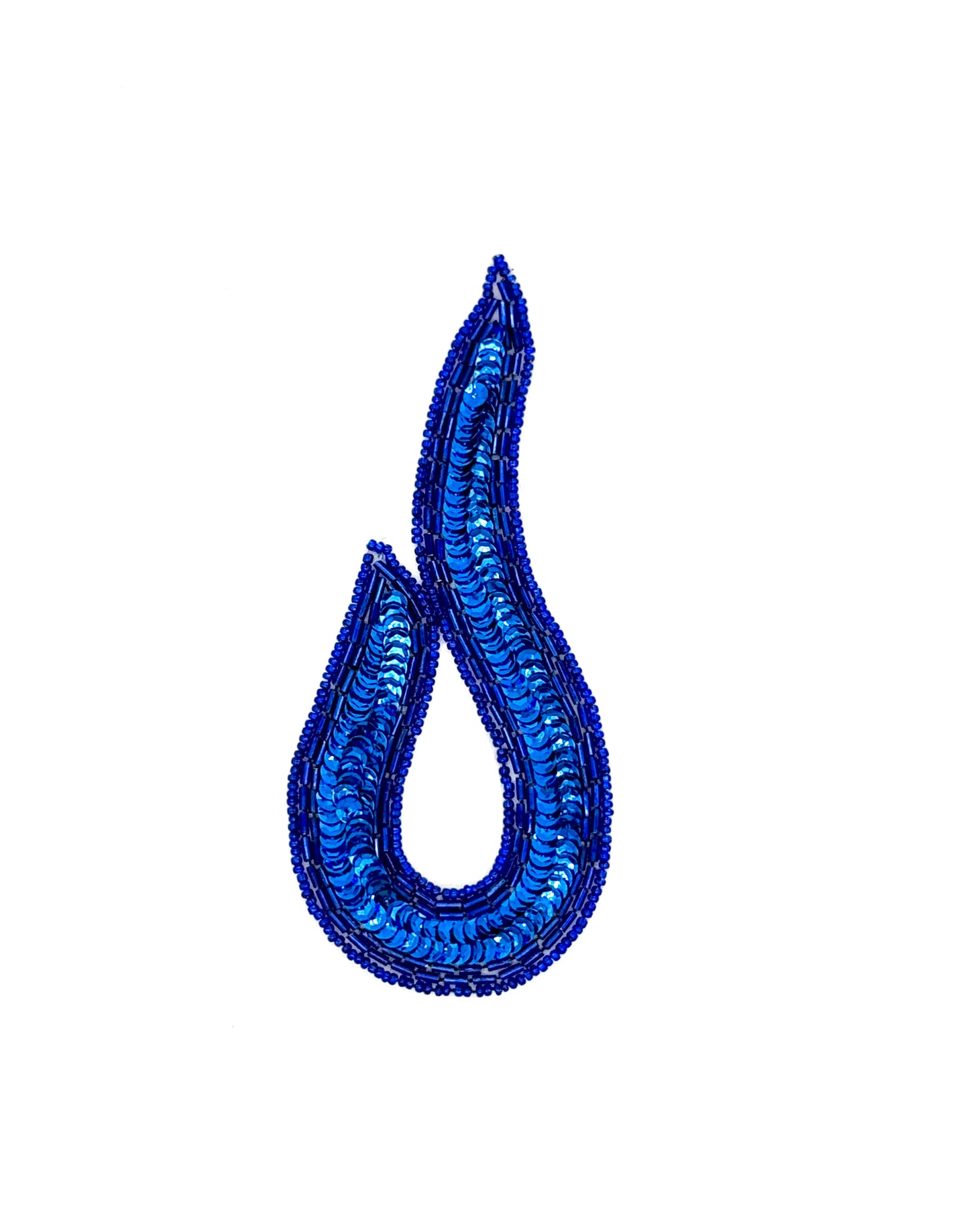 Design Motif Swirl Single with Royal Blue Sequins and Beads 5" x 2.5"