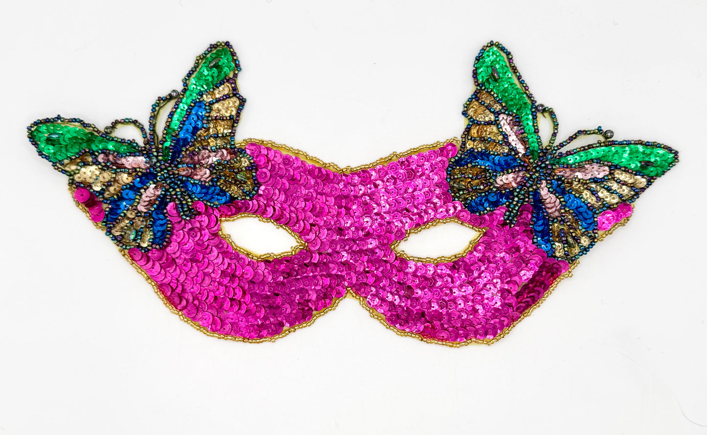 Mask with Butterfly Fuchsia Sequins 11.25" x 5.5"