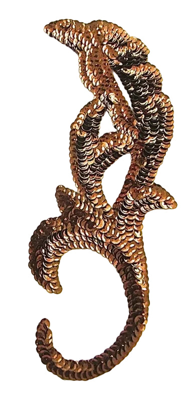 Leaf Pair - Bronze Sequins 8.25” x 3”