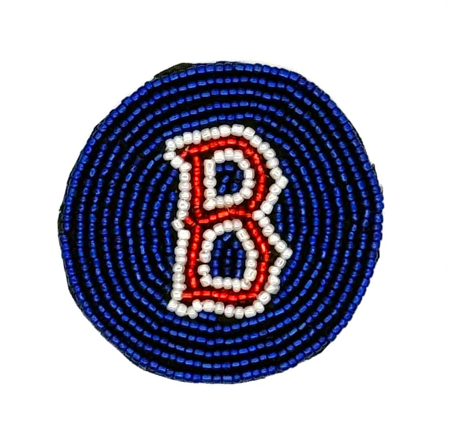 Boston Red Socks Patch - Blue/Red/White Glass Beads 2.25"